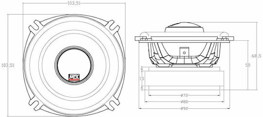 MTX Set Auto-Lautsprecher 4" mit 70W RMS (2 Weg)