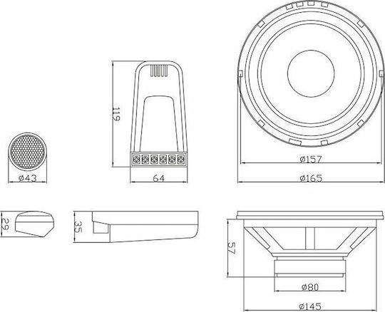 Blow VR-160 Σετ Ηχεία Αυτοκινήτου Διαιρούμενα 6.5" με 150W RMS (2 Δρόμων)