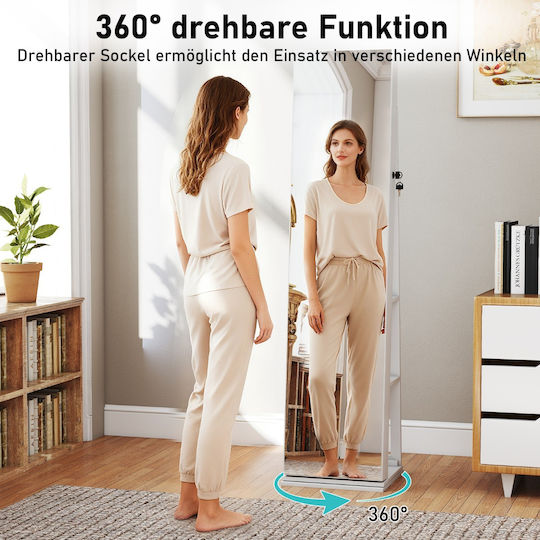 Costway Boden- oder Standspiegel mit Weißem Holzrahmen 160x43cm
