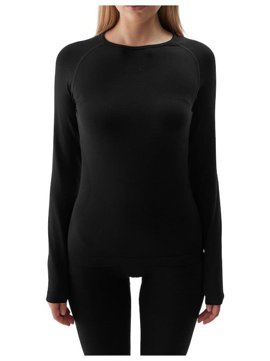 4F Damen Thermo Langarmshirt Schwarz