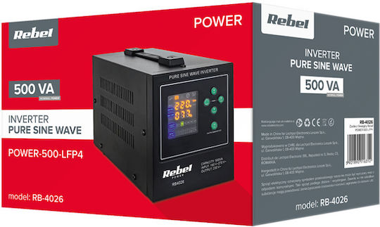 Rebel POWER-500-LFP4 Καθαρού Ημιτόνου Inverter Ισχύος 300W με Τάση Εισόδου 12V