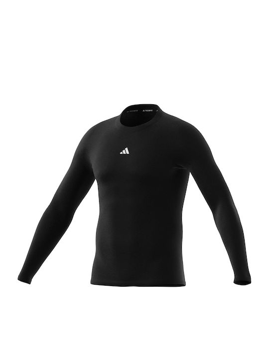 adidas Techfit Ανδρική Ισοθερμική Μακρυμάνικη Μπλούζα Compression Μαύρη
