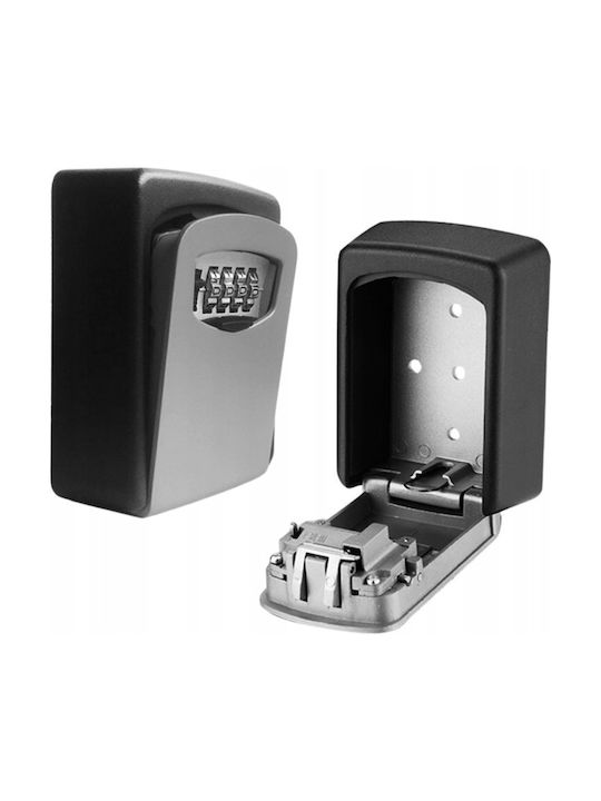 Lean Toys Wall-Mounted Combination Key Holder Metallic With Combination Dial 5 Hooks 10x5x13cm