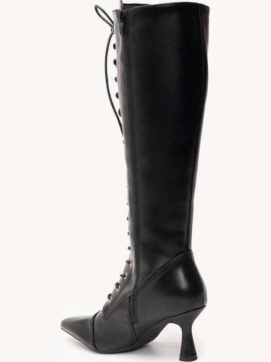 Schwarze Damenstiefel mit Schnürsenkeln Ganze Linie