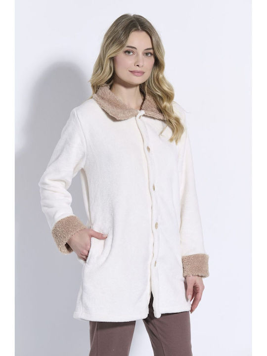 Jeannette Lingerie Χειμερινή Γυναικεία Ρόμπα Εκρου