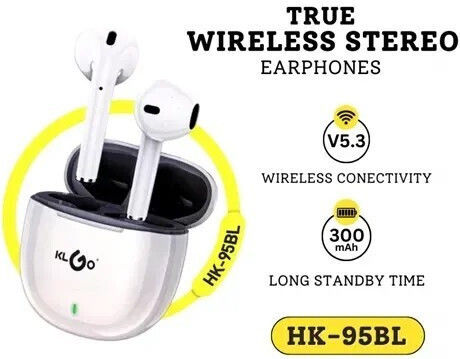 KLGO HK-95BL In-ear Bluetooth Handsfree Earphones with Charging Case White