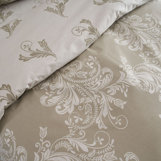 Charalambidis Textiles Δαντέλα Σετ Σεντόνια Υπέρδιπλα 220x260εκ. Μπεζ (4τμχ)