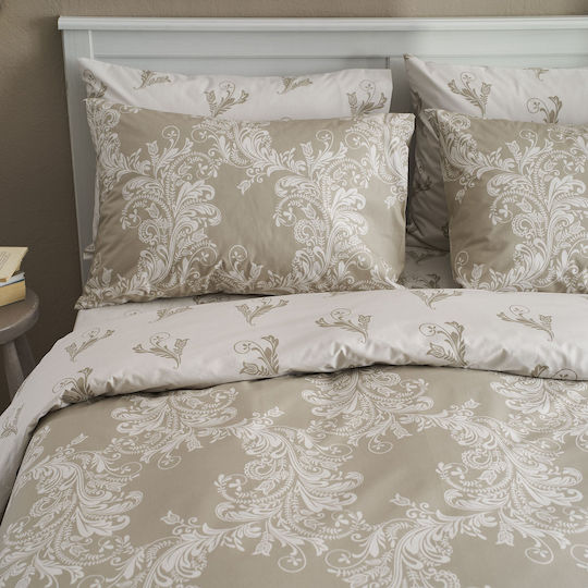 Charalambidis Textiles Δαντέλα Σετ Σεντόνια Υπέρδιπλα 220x260εκ. Μπεζ (4τμχ)