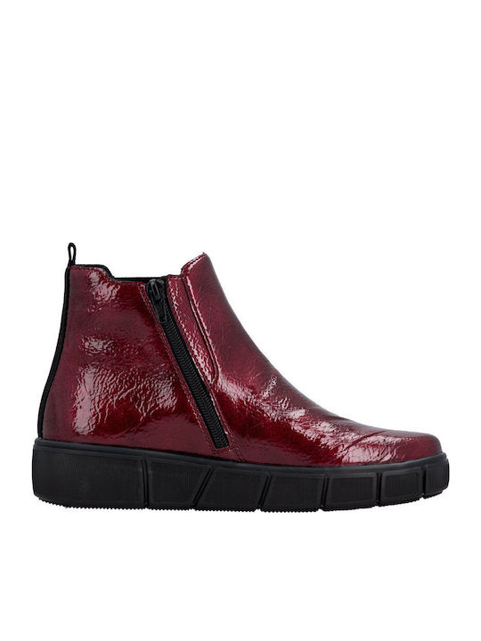 Leder Stiefeletten Damen Rot