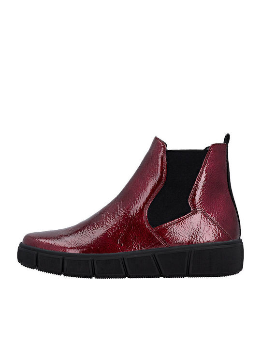 Leder Stiefeletten Damen Rot