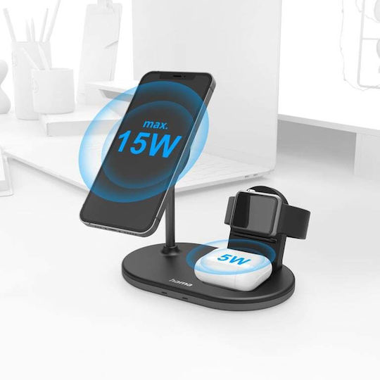 HAMA Ασύρματος Φορτιστής (Qi Pad) 15W Μαύρος (Charging Station Wireless)