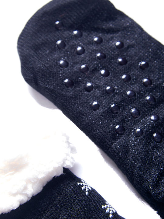 Papuci De Casă Pentru Femei De Crăciun Fleece Moș Crăciun Negru