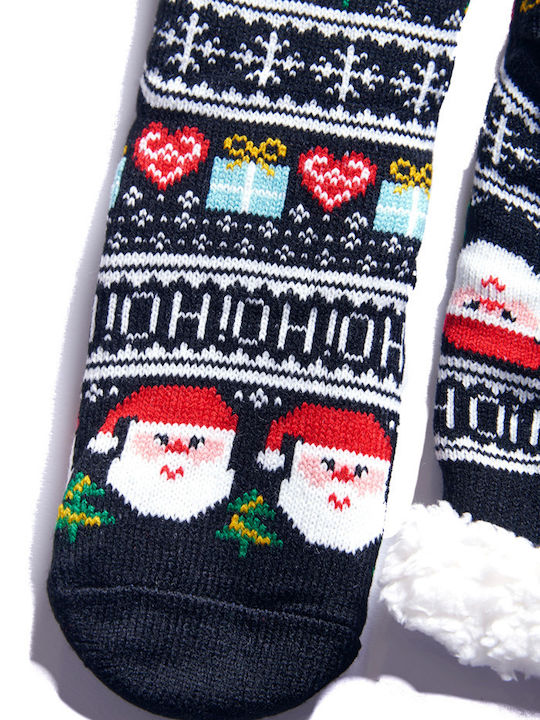 Damen Weihnachts Socken Mit Fleece Muster Schwarz