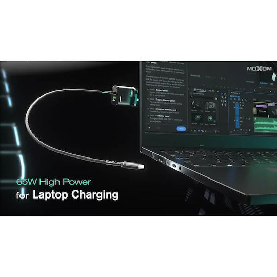 Moxom Charger Without Cable with USB-A Port and 2 USB-C Ports 65W Power Delivery / Quick Charge 4.0 Blacks (MX-HC74)
