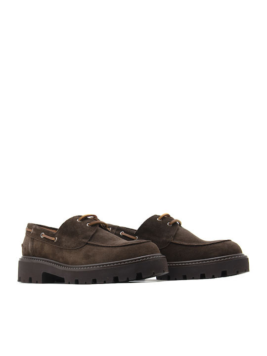 Leather Women's Boat Shoes in Brown Color