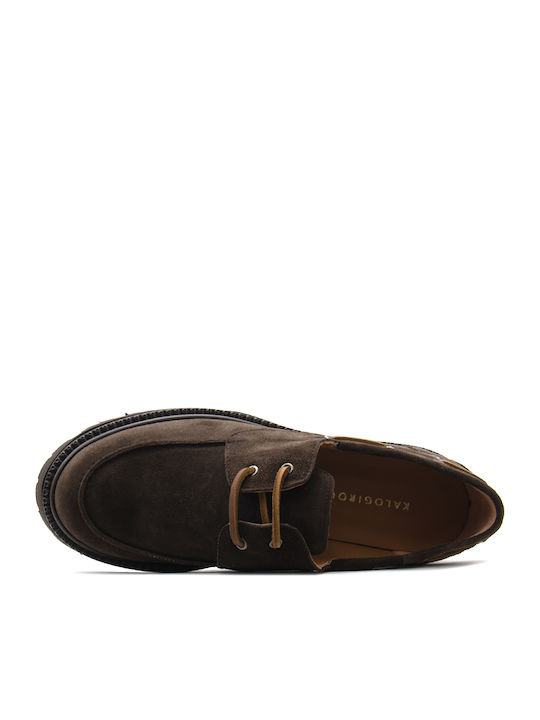 Leather Women's Boat Shoes in Brown Color