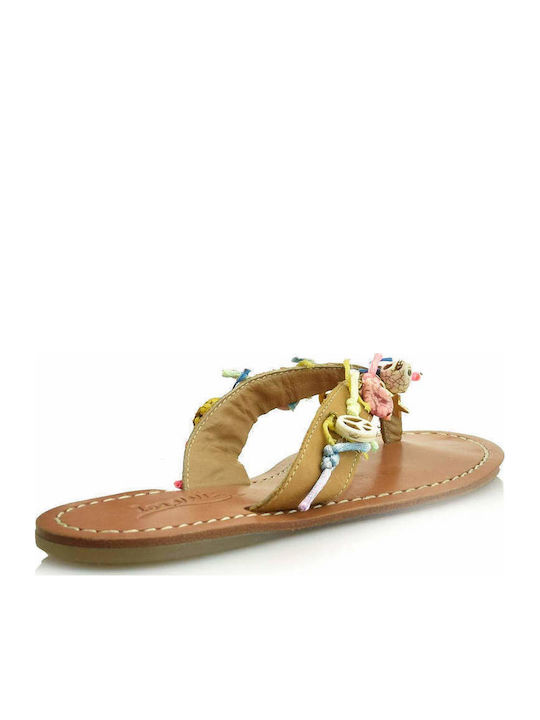 Leder Flache Sandalen für Damen in Braun Farbe
