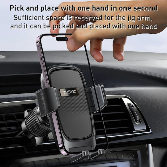 Yesido Car Mobile Mount 4.7" - 7.2" with Adjustable Hooks Black