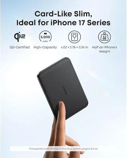Anker Nano MagSafe Power Bank 5000mAh 15W cu Port USB-C Power Delivery Negru