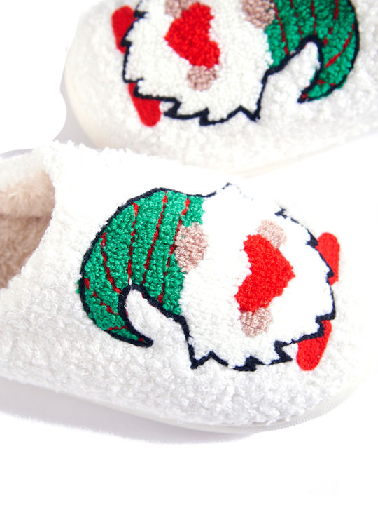 Winter Women's Slippers with Fur White
