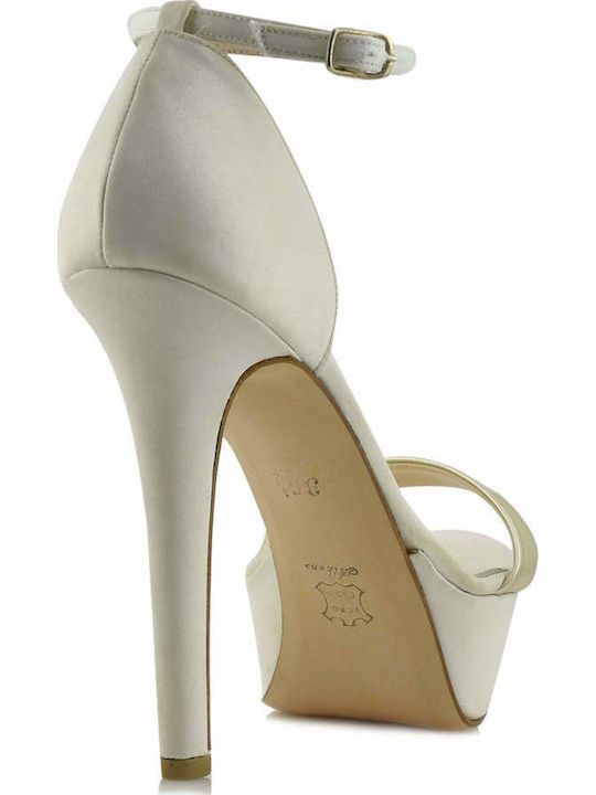 Ecru High Heels with Strap