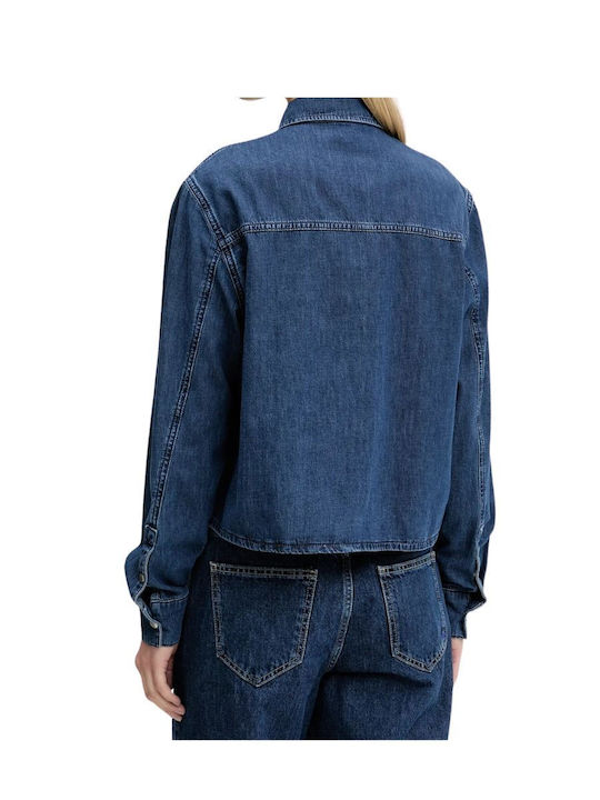 Mânecă lungă Femei Denim Cămașă Blue Denim