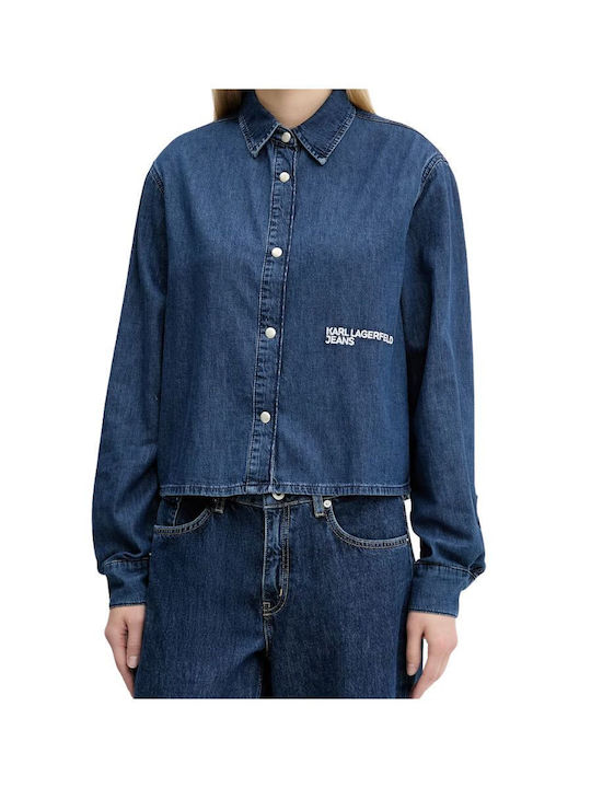 Mânecă lungă Femei Denim Cămașă Blue Denim
