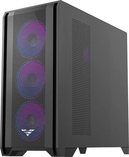 Preyon Nest Windy+ Gaming Midi-Turm Computergehäuse mit Seitenfenster Schwarz