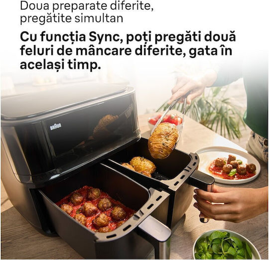 Braun Friteuză cu aer cu Coș Detașabil Dublu 8lt Negru TD3030IBK