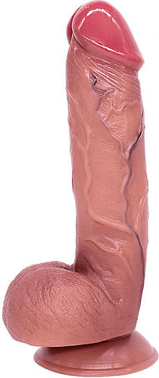 Neon Ρεαλιστικό Dildo με Όρχεις και Βεντούζα Καφέ 22.4cm SMD-080-NNXL-22CM