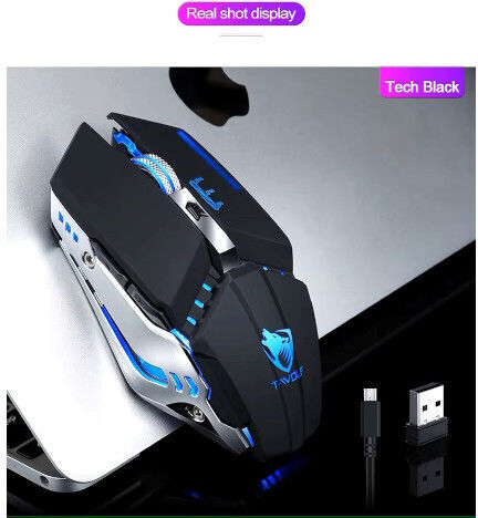 T-Wolf Q15 Ασύρματο RGB Gaming Ποντίκι 3200 DPI Μαύρο