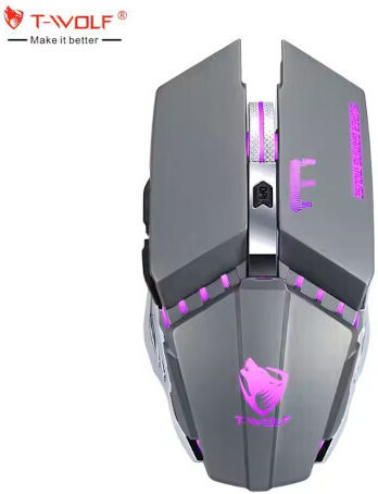 T-Wolf Q15 Ασύρματο RGB Gaming Ποντίκι 3200 DPI Γκρι