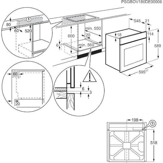 AEG NBR6P531SB Over Counter Oven 72lt W59.5cm.