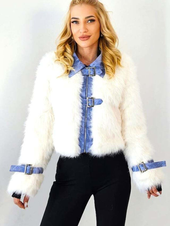 Frauen Pelz White/blue