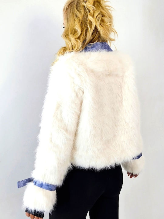 Frauen Pelz White/blue