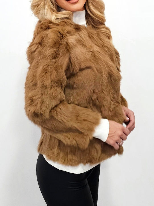 Μακριά Γυναικεία Γούνα Beige