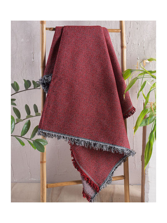 Rythmos Cadenza Three-Seater Sofa Throw 2 Sides Jacquard 180x280cm Burgundy