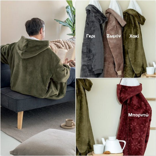 Palamaiki Huhu Pătură Polar Fleece cu Mâneci 90x100 cm Gri