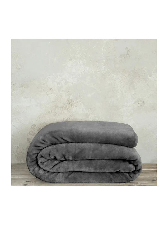 Nima Coperta Κουβέρτα Βελουτέ Μονή 160x220εκ. Dark Gray