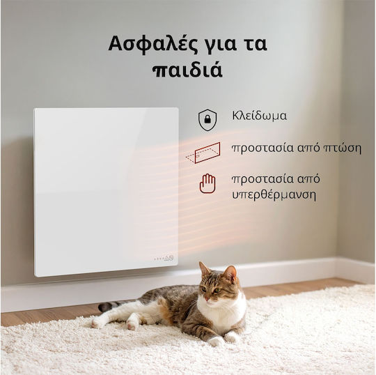 AENO Premium Eco Smart Quadro AGH0011S Convector Heater Wall 500W with Electronic Thermostat Black