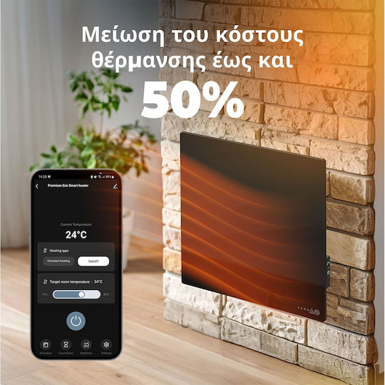 AENO Premium Eco Smart Quadro AGH0012S Convector Heater Wall 500W with Electronic Thermostat Black