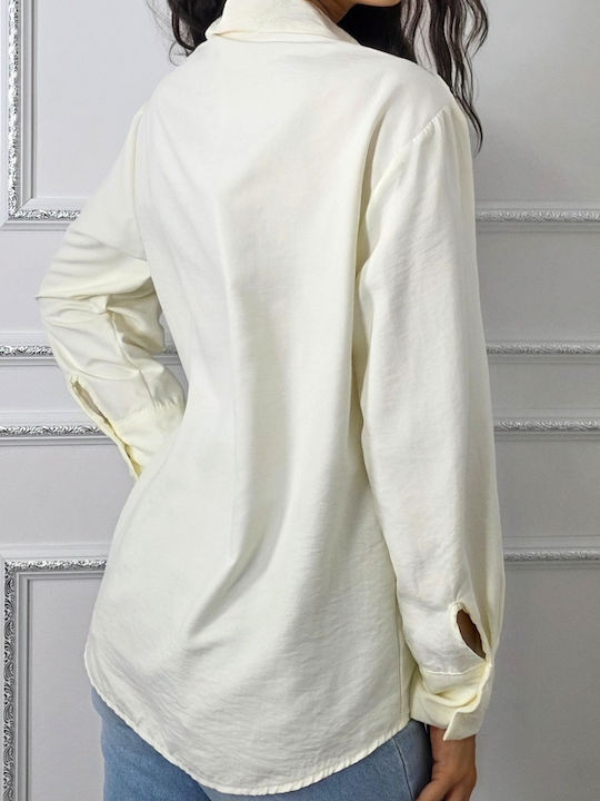 Langärmelig Damen Hemd White Druck