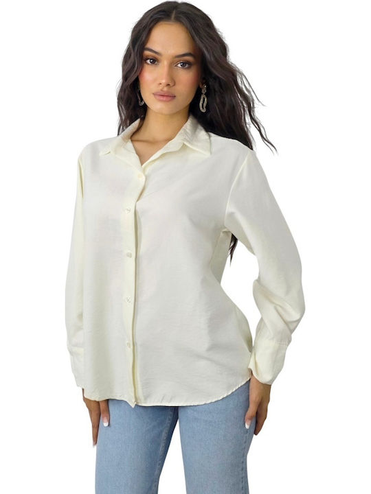 Langärmelig Damen Hemd White Druck