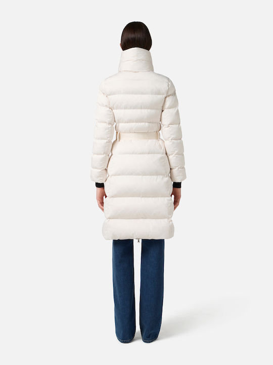 Women's Long Puffer Jacket for Winter Ecru