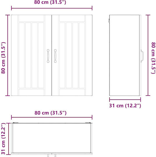 Cabinet Wall Black 80x31x80cm