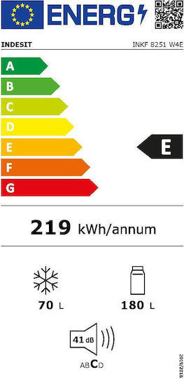 Indesit 250лт NoFrost В180xШ54xД57.6см. Бял INKF8251W4E