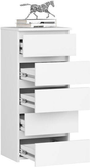Wooden Chest of Drawers with 5 Drawers White 40x35x92cm