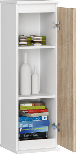Wall Living Room Cabinet Made of Particle Board White and Sonoma Oak 30x30x99cm