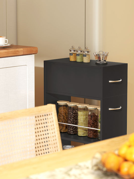 HomCom Τρόλεϊ Κουζίνας Ξύλινο Μαύρο 50x25x85cm