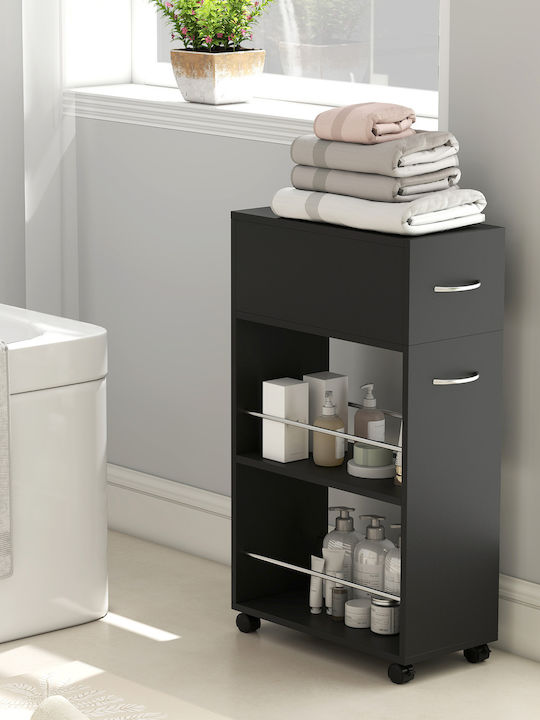 HomCom Τρόλεϊ Κουζίνας Ξύλινο Μαύρο 50x25x85cm